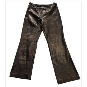 Vintage Siena Studio Leather Pants Black Women’s 12 Straight Leg Y2K 90s